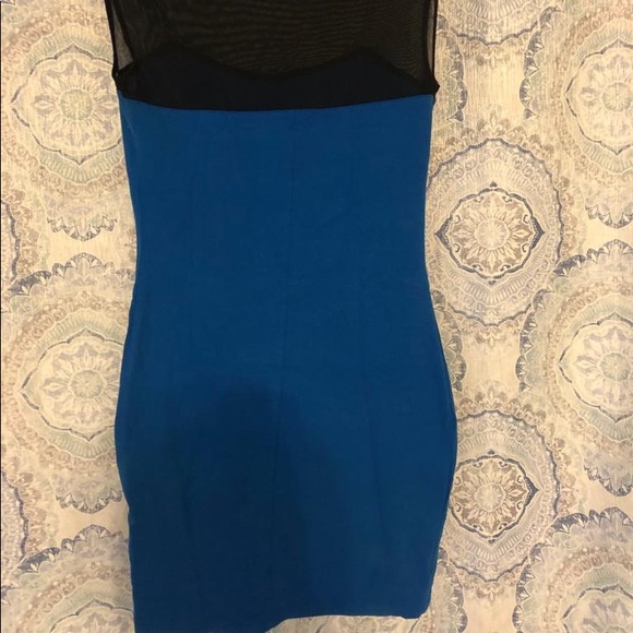 NWOT electric blue dress with black mesh - Picture 6 of 7